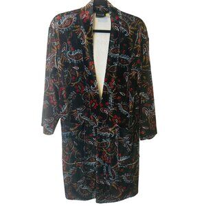 2/$30 Lysse Black Small Floral Print Velvet Kimono Oversized Buttonless Jacket